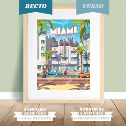Affiche Miami - "Ocean Drive" Recto/Verso