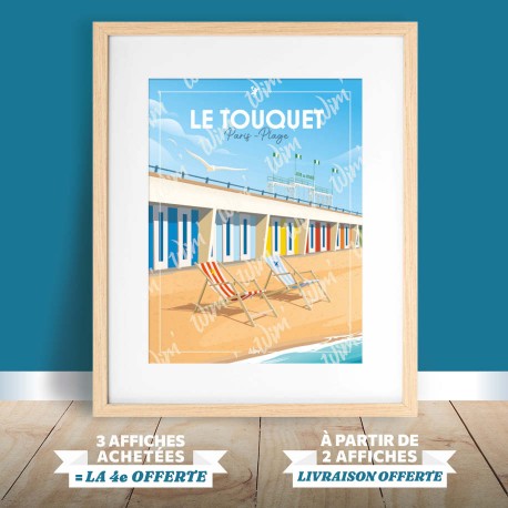 Affiche Le Touquet - "Détente à la plage"