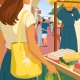 Affiche Le Touquet - "Balade au Marché"