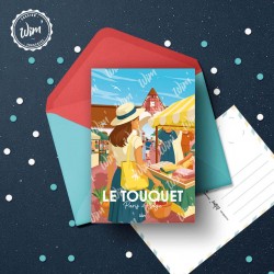 Le Touquet - "Balade au Marché" Postcard  / 10x15cm