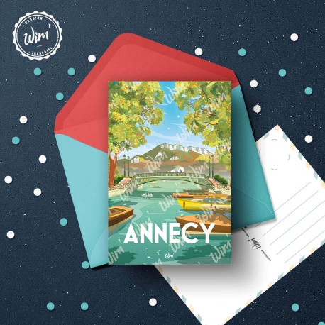 Annecy - "Promenade au Pont des Amours" Postcard  / 10x15cm