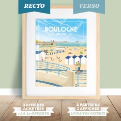 Affiche Boulogne-sur-Mer - "La plage" Recto/Verso