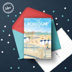 Boulogne-sur-Mer - "La plage" Postcard  / 10x15cm