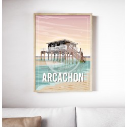 Affiche Arcachon "Les cabanes tchanquées" par Wim'