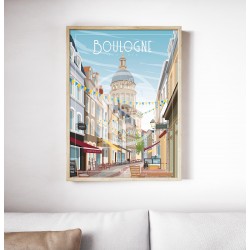 Affiche Boulogne-sur-Mer "Rue de Lille" 50x70cm
