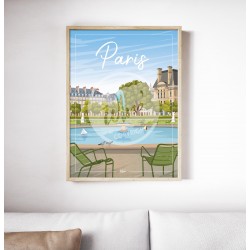 Affiche Paris "Jardin des Tuileries" 50x70cm