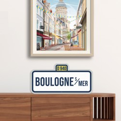 "Boulogne-sur-Mer" City Road Sign / 42x20cm