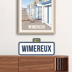 "Wimereux" City Road Sign / 42x20cm