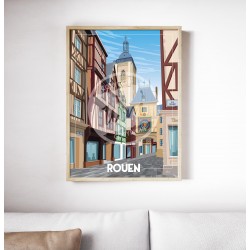 Affiche Rouen "Gros Horloge" pr Wim'