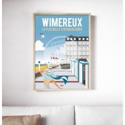 Affiche Wimereux "Balade sur la digue" 50 x 70 cm