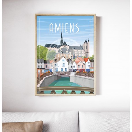 Affiche Amiens - "sous le charme d'Amiens" - 50 x 70 cm - par Wim'