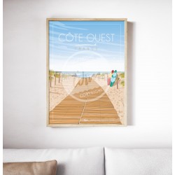 Affiche Côte Ouest "Chemin de la Plage" 50x70cm