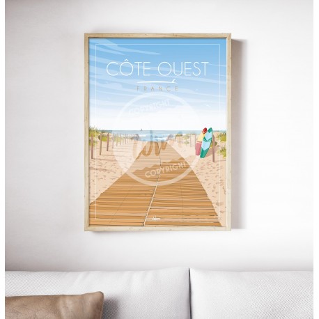 Affiche Côte Ouest "Chemin de la Plage" par Wim'