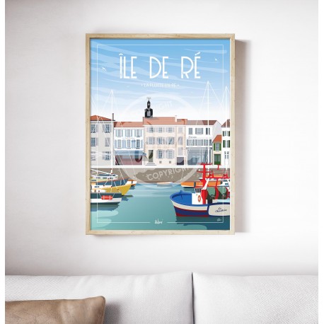 Affiche Île de Ré - "La Flotte" par Wim'