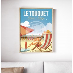 Affiche Le Touquet "Détente au Touquet" 50x70cm