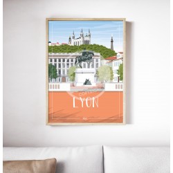 Affiche Lyon "Place Bellecour" 50x70cm