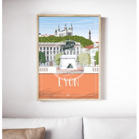 Affiche Lyon "Place Bellecour" par Wim'