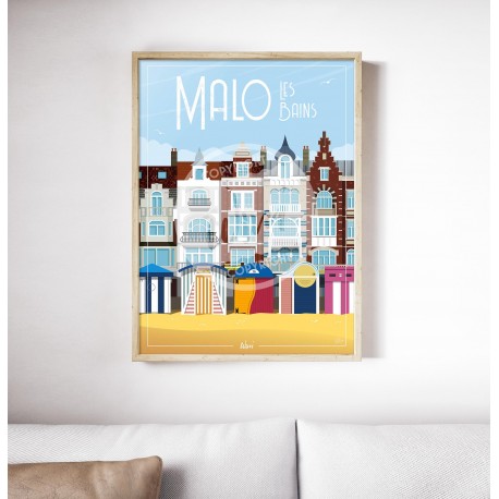 Affiche Malo-Les-Bains 50x70cm par Wim'