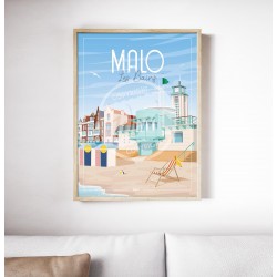 Affiche Malo-Les-Bains "Détente" 50x70cm