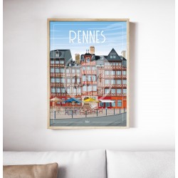 Affiche Rennes "Détente à Rennes" 50 x 70 cm