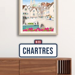 "Chartres" City Road Sign / 42x20cm