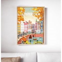 Affiche Amsterdam "Détente à Amsterdam" 50x70cm