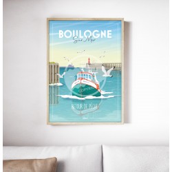 Affiche Boulogne-sur-Mer "Retour de pêche" 50x70cm