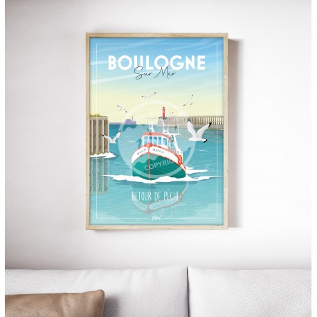 Affiche Boulogne-sur-Mer "Retour de pêche" 50x70cm