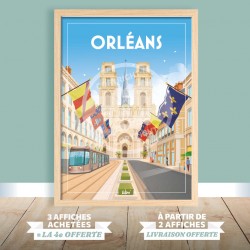 Orléans - "Rue Jeanne d'Arc" Poster  /  50x70cm