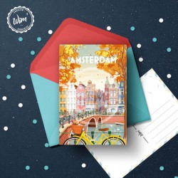 Carte Postale Amsterdam - "Détente à Amsterdam"  / 10x15cm