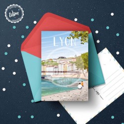 Carte Postale Lyon - "Détente sur les quais" / 10x15cm