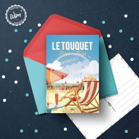 Carte postale Le Touquet - "Détente au Touquet" / 10x15cm