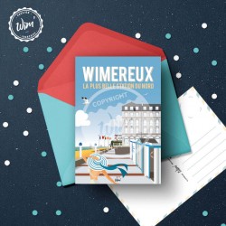 Carte postale Wimereux - "Balade sur la digue" / 10x15cm