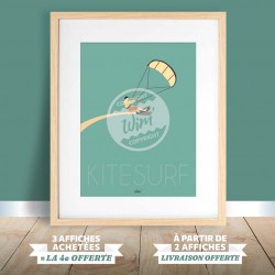 Affiche Sport - "Kitesurf" Vintage