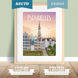 Affiche Bruxelles - "Mont des Arts Soirée" / Recto - Verso