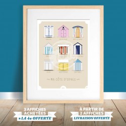 Affiche Côte d'Opale - "Les Cabines"