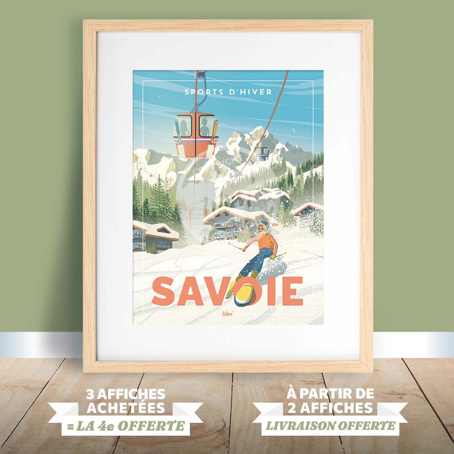 Affiche de voyage originale SAVOIE - VECOUX - 1946 - Poster Paul