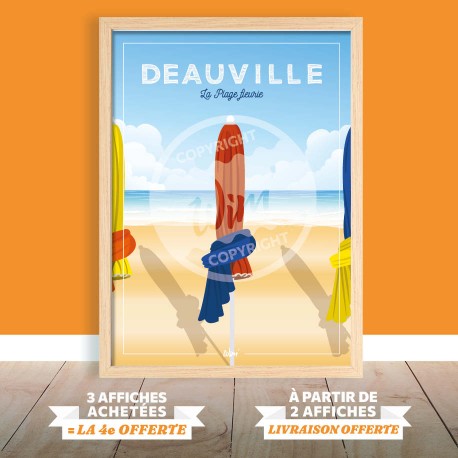 Affiche Deauville "Les Parasols" 50x70cm