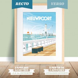 Affiche  Nieuwpoort /Nieuport - La jetée  Recto/Verso