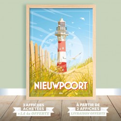 Affiche Nieuwpoort / Nieuport - "Le phare" / 50x70cm