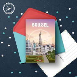 Carte Postale Brussel - "Mont des Arts soirée" /  10x15cm