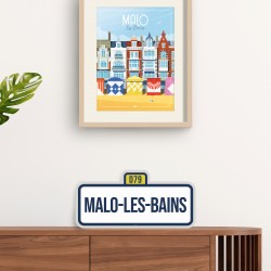 "Malo-les-Bains" City Road Sign / 42x20cm