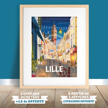 Lille - "Balade dans le Vieux Lille" - By night Poster