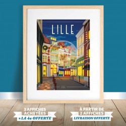 Lille - "Place des patiniers" by night Poster