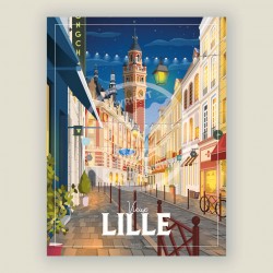 Affiche Lille - "Balade Vieux-Lille" Nuit / 50x70cm