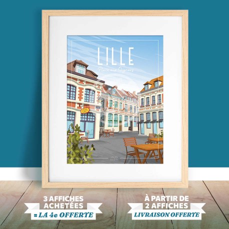 Affiche Lille "Place aux Oignons" 30x40cm